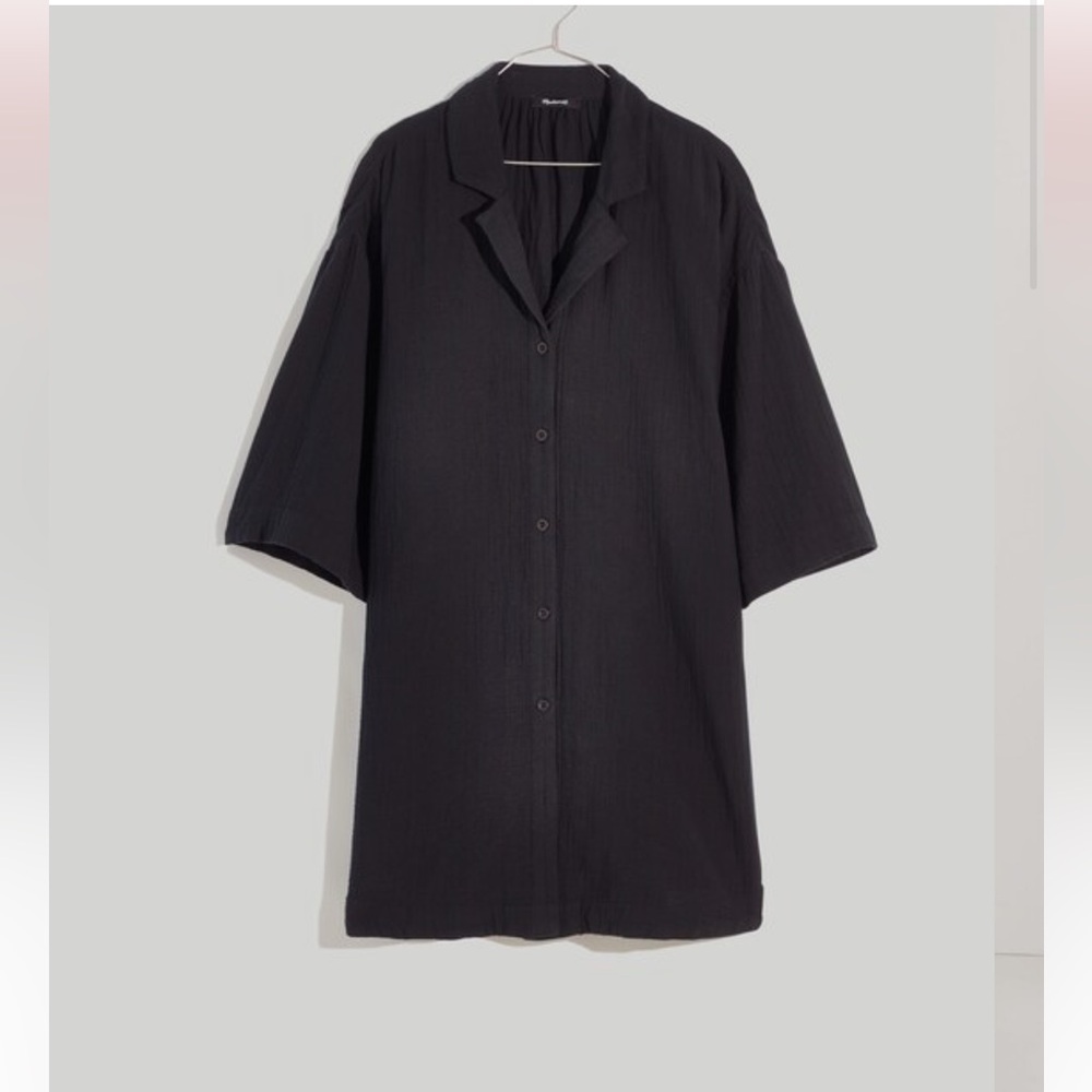 Madewell crinkle cotton cover up mini shirt dress